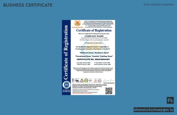 Indische Registrierungsurkunde (Word und PDF), Version 2 – Beispielvorschau